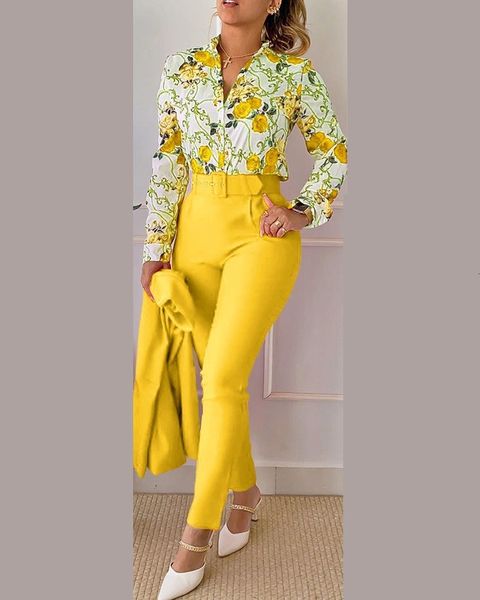 women's two piece pants two piece women's set spring fashion print polo long sleeve and casual solid color pants set 230710, White
women's two piece pants two piece women's set spring fashion print polo long sleeve and casual solid color pants set 230710, White
