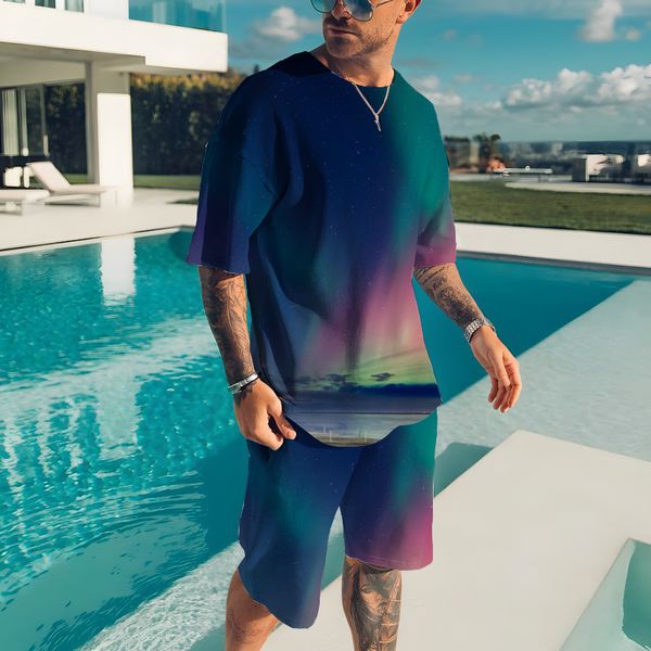 men's tracksuits 3d printed colorful aurora tshirt beach casual shorts 2 piece training wear oversized suit shirts 230710, Gray
men's tracksuits 3d printed colorful aurora tshirt beach casual shorts 2 piece training wear oversized suit shirts 230710, Gray