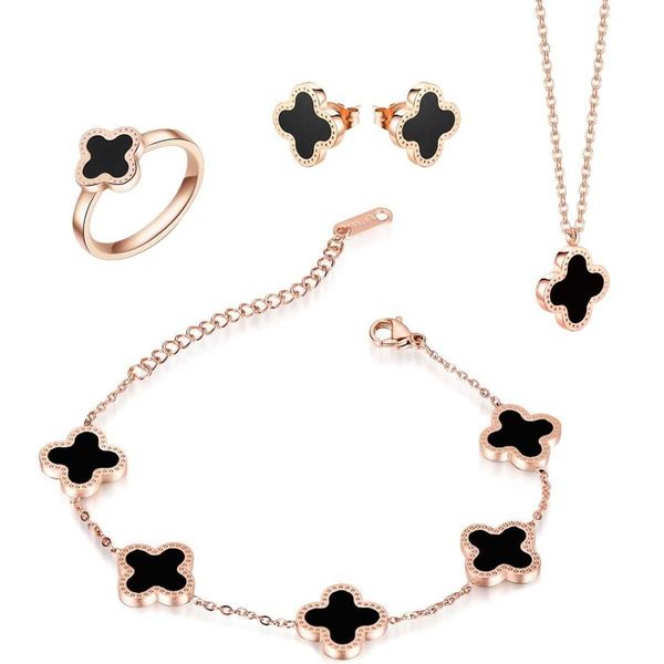 van clover bracelet lucky fourleaf clover necklace bracelet ring earrings four piece set rose gold collar chain female summer day long neckl, Golden;silver
van clover bracelet lucky fourleaf clover necklace bracelet ring earrings four piece set rose gold collar chain female summer day long neckl, Golden;silver
