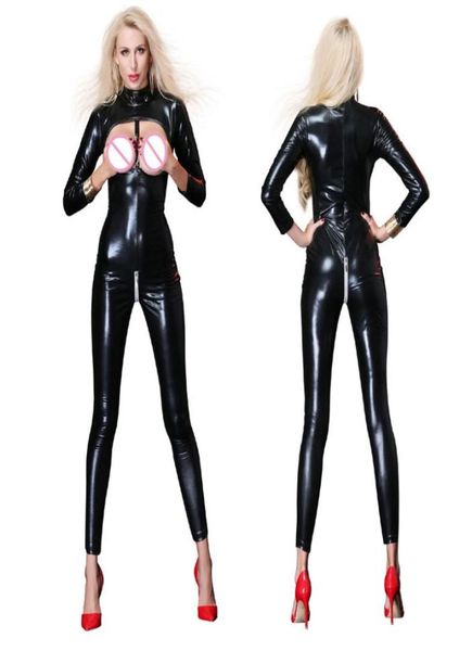 faux leather black bodysuit women zipper open crotch hollow bust erotic lingerie jumpsuit wetlook clubwear costume9343761
faux leather black bodysuit women zipper open crotch hollow bust erotic lingerie jumpsuit wetlook clubwear costume9343761
