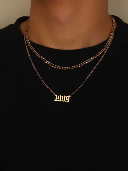 2pcs modern minimalist style year time numeral thick snake necklace men's birthday for daily decoration, Silver
2pcs modern minimalist style year time numeral thick snake necklace men's birthday for daily decoration, Silver
