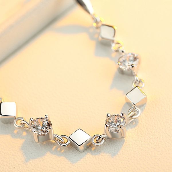 new engraved personality bracelet plated 925 silver diamond square roman love bracelet women's silver bracelet, Black
new engraved personality bracelet plated 925 silver diamond square roman love bracelet women's silver bracelet, Black