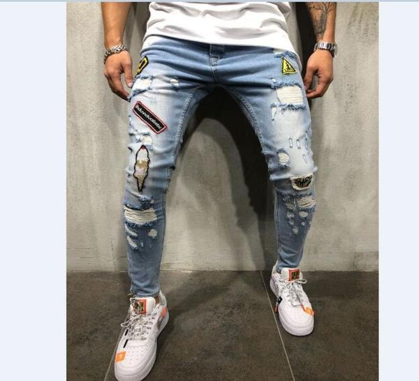 men jeans male hole badge embroidery denim trousers pants men039s streetwear hiphop skinny casual patch jeans5284345, Blue
men jeans male hole badge embroidery denim trousers pants men039s streetwear hiphop skinny casual patch jeans5284345, Blue