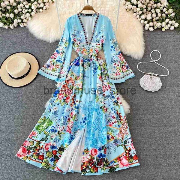 basic casual dresses merchall women deep v-neck flowy long dress 2022 spring flare long sleeve floral print single breasted party vestidos, Black;gray
basic casual dresses merchall women deep v-neck flowy long dress 2022 spring flare long sleeve floral print single breasted party vestidos, Black;gray