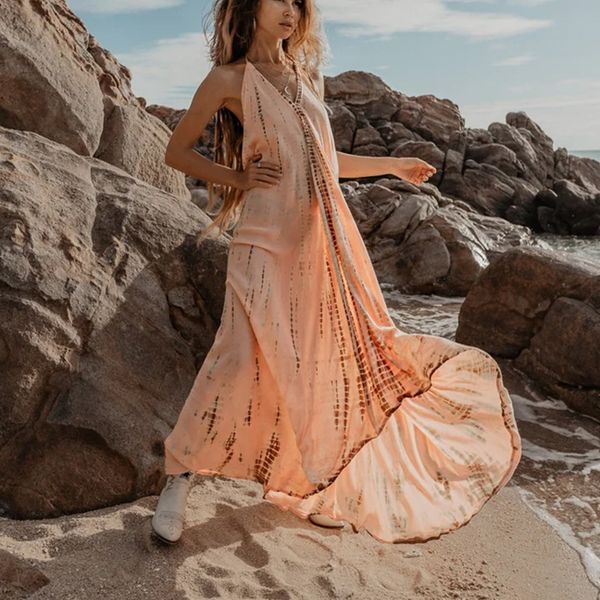 basic casual dresses women's sleeveless necktie maxi dress backless printed summer dress halter long vestidos boho dyed holiday robes 2, Black;gray
basic casual dresses women's sleeveless necktie maxi dress backless printed summer dress halter long vestidos boho dyed holiday robes 2, Black;gray