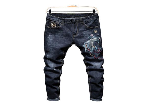 new style stretch jeans 2020 men039s embroidered carp dark blue slim tide pants autumn winter streetwear holes patchwork ripped4834153
new style stretch jeans 2020 men039s embroidered carp dark blue slim tide pants autumn winter streetwear holes patchwork ripped4834153
