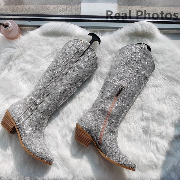 boots onlymaker women boots silver knee high western cowgirl boots glitter bling shiny pointed toe block heel lady booties 230711, Black
boots onlymaker women boots silver knee high western cowgirl boots glitter bling shiny pointed toe block heel lady booties 230711, Black