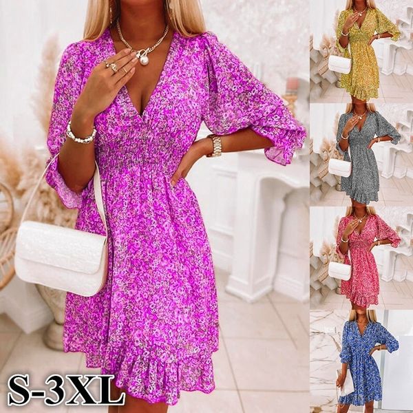 basic casual dresses women's summer fashion bohemian dress nipped waist pullover deep v-neck beach dress printed short sleeve floral br, Black;gray
basic casual dresses women's summer fashion bohemian dress nipped waist pullover deep v-neck beach dress printed short sleeve floral br, Black;gray
