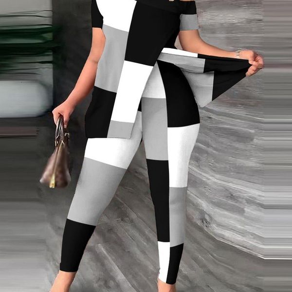 women's two piece pants summer women's geometric printing split bottom and trouser set women's short sleeve casual set women&, White
women's two piece pants summer women's geometric printing split bottom and trouser set women's short sleeve casual set women&, White