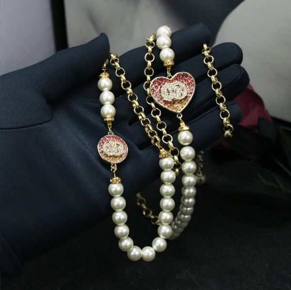 pendant necklaces european and american fashion designer brand jewelry pink gradient diamond pearl sweater chain, Silver
pendant necklaces european and american fashion designer brand jewelry pink gradient diamond pearl sweater chain, Silver