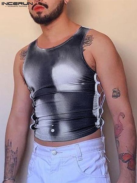 men' tank men printed 2023 round neck sleeveless lace up skinny vests summer streetwear stylish crop s5xl incerun 230710, White;black
men' tank men printed 2023 round neck sleeveless lace up skinny vests summer streetwear stylish crop s5xl incerun 230710, White;black