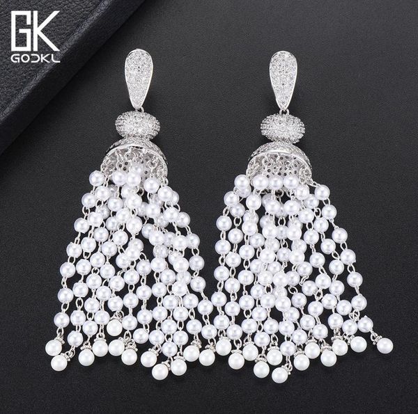 godki luxury imitation pearls tassels long dangle earrings for women wedding cubic zircon dubai bridal silver drop earrings 2018 j2936111, Golden;silver
godki luxury imitation pearls tassels long dangle earrings for women wedding cubic zircon dubai bridal silver drop earrings 2018 j2936111, Golden;silver