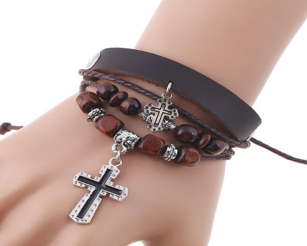 vintage punk rock leather bracelet jesus cross bead bracelet men charm cuff bangles christmas gift for women9669586, Golden;silver
vintage punk rock leather bracelet jesus cross bead bracelet men charm cuff bangles christmas gift for women9669586, Golden;silver