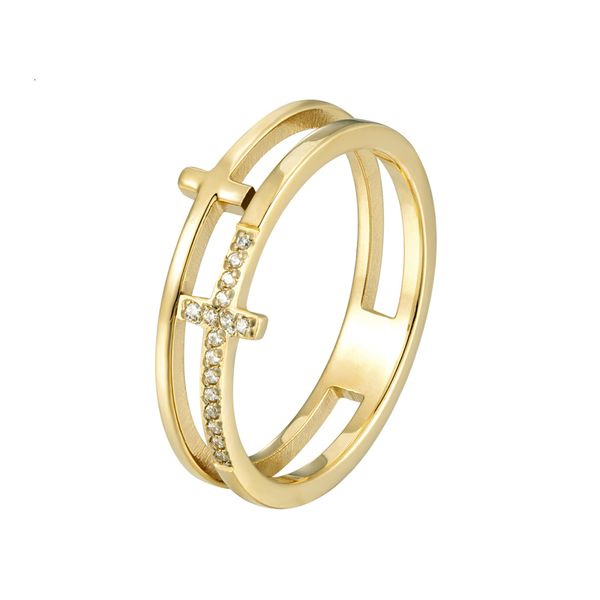 wedding rings beautiful double cross inlaid zircon fashion ring for women steel gold color jewelry love gift 230710, Slivery;golden
wedding rings beautiful double cross inlaid zircon fashion ring for women steel gold color jewelry love gift 230710, Slivery;golden