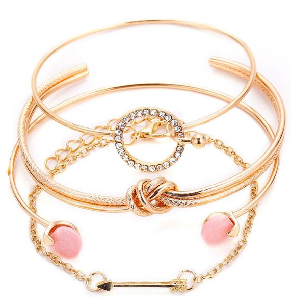 4 pcs set classic arrow knot bracelets round crystal gem multilayer adjustable open bracelet set for women fashion party jewelry 8879475, Golden;silver
4 pcs set classic arrow knot bracelets round crystal gem multilayer adjustable open bracelet set for women fashion party jewelry 8879475, Golden;silver