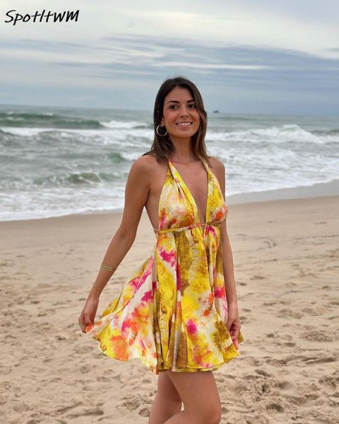 basic casual dresses tie-dye print sleeveless backless halter mini dress deep v-neck high waist short dresses women beach vacation high stre, Black;gray
basic casual dresses tie-dye print sleeveless backless halter mini dress deep v-neck high waist short dresses women beach vacation high stre, Black;gray