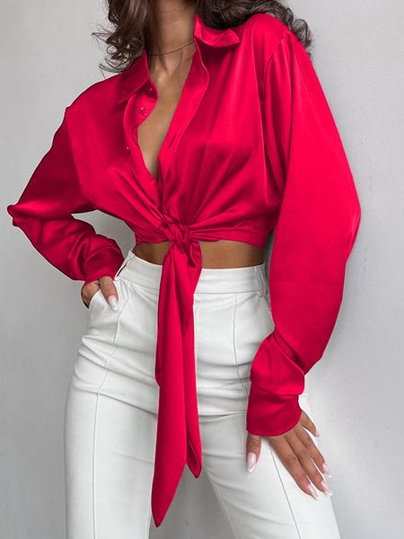 women's blouses shirts satin office women shirt lapel button up loose long sleeve female shirts spring casual lace up soft basic blous, White
women's blouses shirts satin office women shirt lapel button up loose long sleeve female shirts spring casual lace up soft basic blous, White