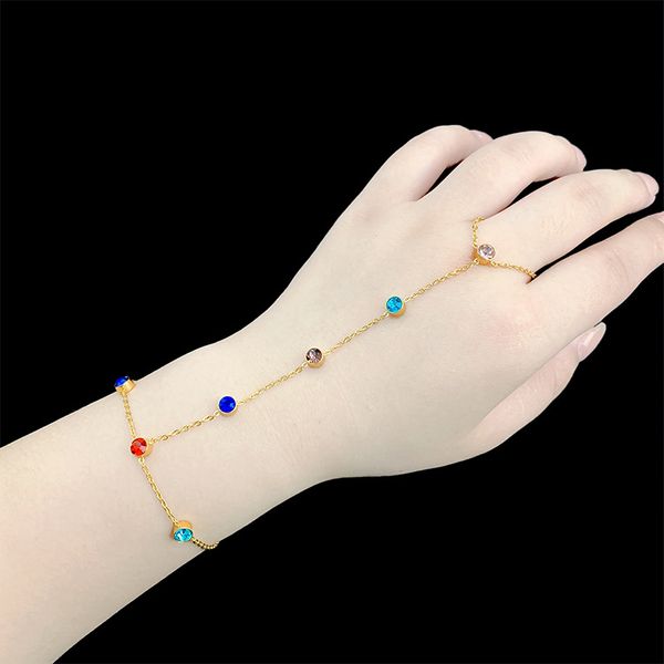 europe and the united states cross-border fashion back chain color zircon titanium steel bracelet without code ring ring female net red hand, Black
europe and the united states cross-border fashion back chain color zircon titanium steel bracelet without code ring ring female net red hand, Black