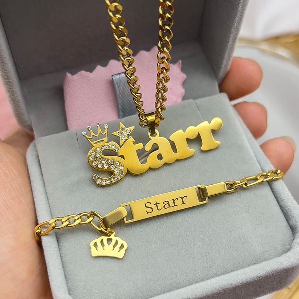 pendant necklaces customised nameplate suit custom baby name necklace zircon stainless steel cuban chian big crown star charm bracelet for k, Silver
pendant necklaces customised nameplate suit custom baby name necklace zircon stainless steel cuban chian big crown star charm bracelet for k, Silver