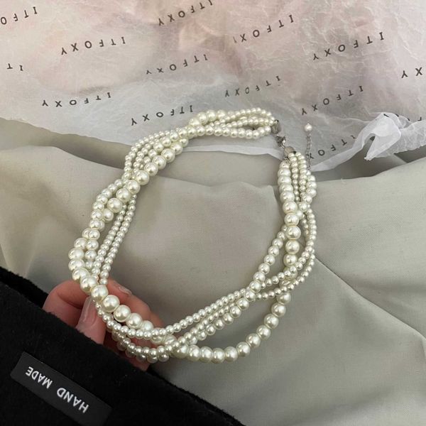 fragrance multi layered baroque necklace pearl collar chain light luxury small neckchain fashion accessories for women, Silver
fragrance multi layered baroque necklace pearl collar chain light luxury small neckchain fashion accessories for women, Silver