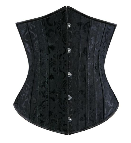 black brocade steel boned laceup underbust corset body slimming shaper waist trainer bustiers 5755000, Black;white
black brocade steel boned laceup underbust corset body slimming shaper waist trainer bustiers 5755000, Black;white