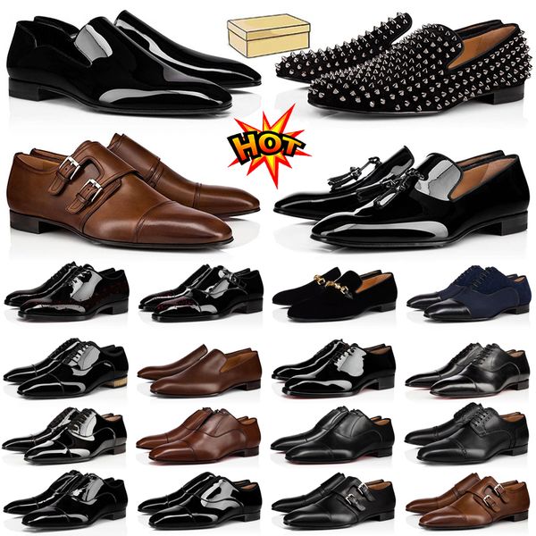 with box red bottoms mens designer dress shoes pointed toe black suede patent leather rivets glitter loafers men fashion luxury sneakers par
with box red bottoms mens designer dress shoes pointed toe black suede patent leather rivets glitter loafers men fashion luxury sneakers par