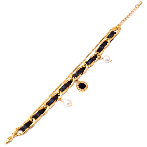 europe and the united states exaggerated black rope thick bracelet hand woven titanium steel chain leather rope pearl bracelet female roman
europe and the united states exaggerated black rope thick bracelet hand woven titanium steel chain leather rope pearl bracelet female roman