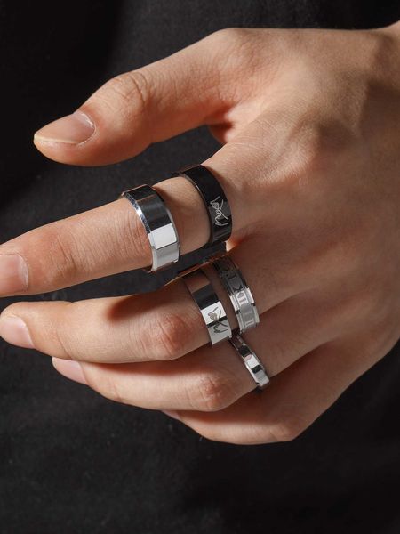 fashionable and popular 5pcs men roman numerals detail ring stainless steel for jewelry gift and for a stylish look, Silver
fashionable and popular 5pcs men roman numerals detail ring stainless steel for jewelry gift and for a stylish look, Silver