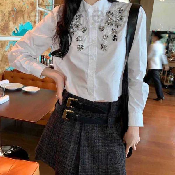 women's blouses & shirts designer 23ss designer short shirt letters embroidered autumn winter new style inlaid decorative lapel long-sl, White
women's blouses & shirts designer 23ss designer short shirt letters embroidered autumn winter new style inlaid decorative lapel long-sl, White