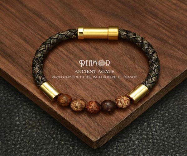 reamor 2019 men black braided leather bracelets natural stone bracelet gold 316l stainless steel embedded clasp bangle jewelry cx21683279, Golden;silver
reamor 2019 men black braided leather bracelets natural stone bracelet gold 316l stainless steel embedded clasp bangle jewelry cx21683279, Golden;silver