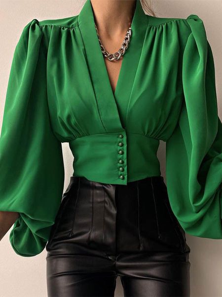 women's blouses shirts cropped lantern sleeve women's shirt deep v-neck pleated spring summer blouses women fashion office lady sh, White
women's blouses shirts cropped lantern sleeve women's shirt deep v-neck pleated spring summer blouses women fashion office lady sh, White