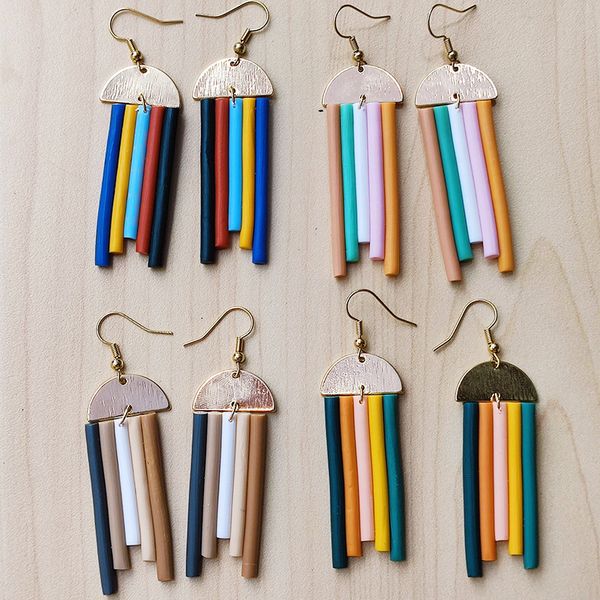 stud four colors semicircle alloy rainbow striped soft clay irregular drop earrings for women 230710, Golden;silver
stud four colors semicircle alloy rainbow striped soft clay irregular drop earrings for women 230710, Golden;silver