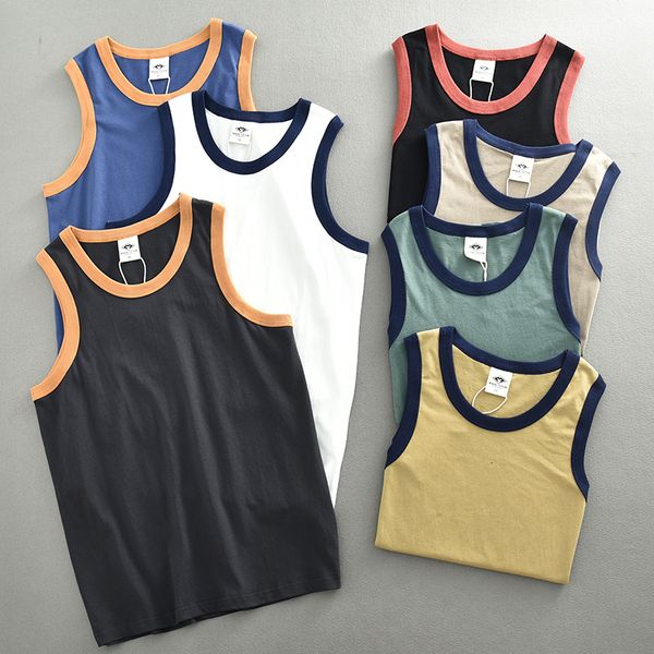 men' tank summer american sleeveless oneck solid color tshirt fashion 100 cotton washed casual sports fitness basketball vest p230710, White;black
men' tank summer american sleeveless oneck solid color tshirt fashion 100 cotton washed casual sports fitness basketball vest p230710, White;black