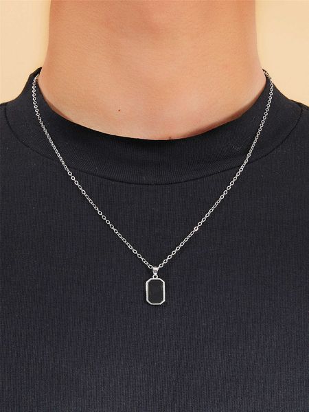 fashionable and popular men geometric charm necklace alloy for jewelry gift and for a stylish look, Silver 
fashionable and popular men geometric charm necklace alloy for jewelry gift and for a stylish look, Silver