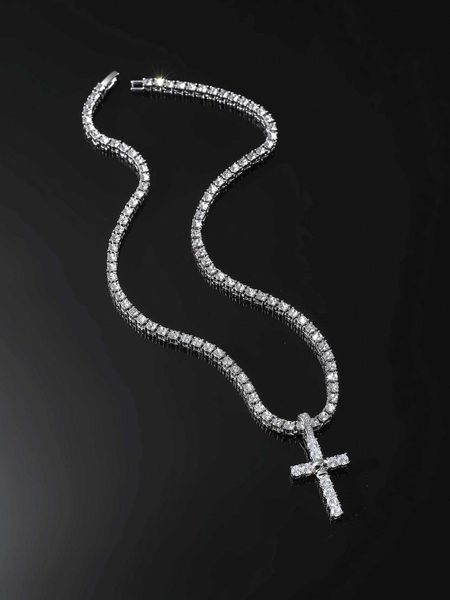 1pc fashion punk men rhinestone cross charm necklace for daily decoration for a stylish look, Silver
1pc fashion punk men rhinestone cross charm necklace for daily decoration for a stylish look, Silver