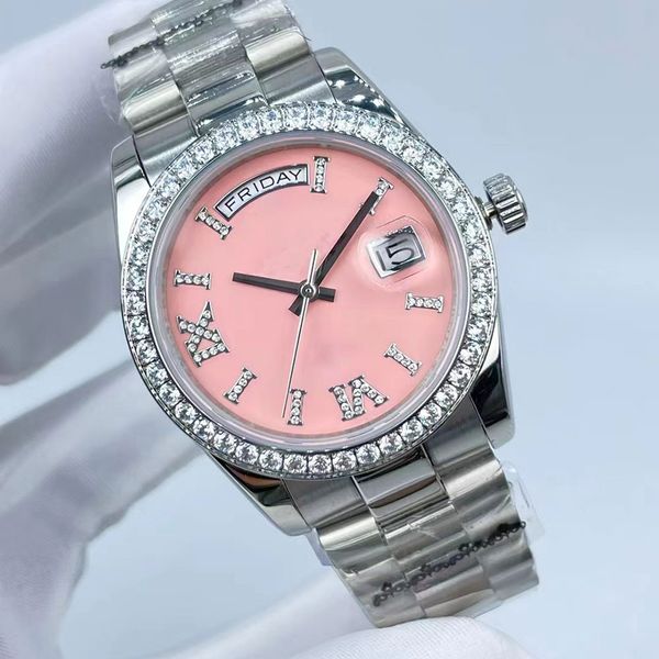 classic mens mechanical watch 36mm automatic movement diamond watches steel strap luxury ladies wristwatch double calendar wristwatches gift, Slivery;brown
classic mens mechanical watch 36mm automatic movement diamond watches steel strap luxury ladies wristwatch double calendar wristwatches gift, Slivery;brown