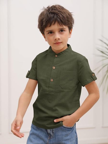 boys short sleeve henley shirt button up linen cotton dress shirts tees with one pocket, Blue
boys short sleeve henley shirt button up linen cotton dress shirts tees with one pocket, Blue