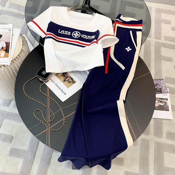 women s two piece pants basic casual women clothing summer short sleeve t shirts wide leg set fashion outfits 230711, White
women s two piece pants basic casual women clothing summer short sleeve t shirts wide leg set fashion outfits 230711, White