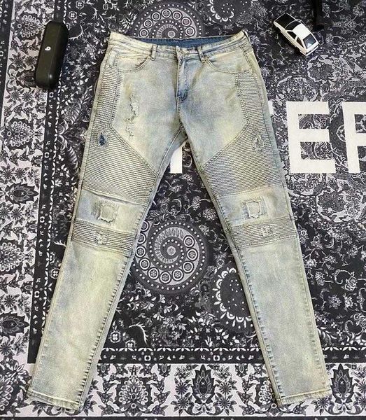 20ss classic high street masiwei denim pants with damaged thread rapper slim fit jeans, Blue
20ss classic high street masiwei denim pants with damaged thread rapper slim fit jeans, Blue