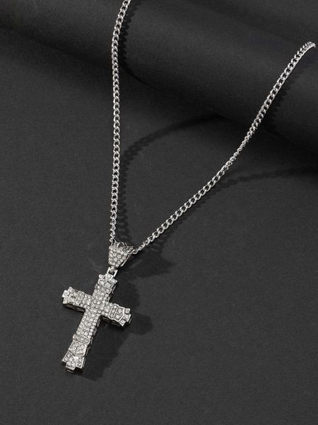 fashionable and popular men vintage fashion rhinestone cross pendant necklace alloy for jewelry gift and for a stylish look, Silver
fashionable and popular men vintage fashion rhinestone cross pendant necklace alloy for jewelry gift and for a stylish look, Silver