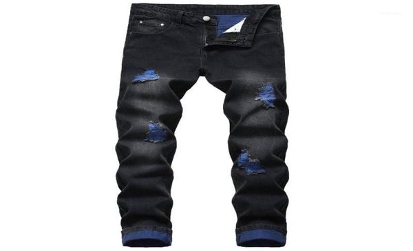 fashion men039s straight slim fit ripped jeans black distressed male denim trousers homme blue pants1321982
fashion men039s straight slim fit ripped jeans black distressed male denim trousers homme blue pants1321982