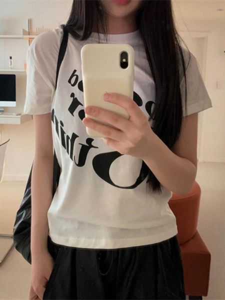 jeans 2023 summer fashion all match tshirt casual o neck slim letter print cropped women short sleeve haruku y2k aesthetic tees, Blue
jeans 2023 summer fashion all match tshirt casual o neck slim letter print cropped women short sleeve haruku y2k aesthetic tees, Blue
