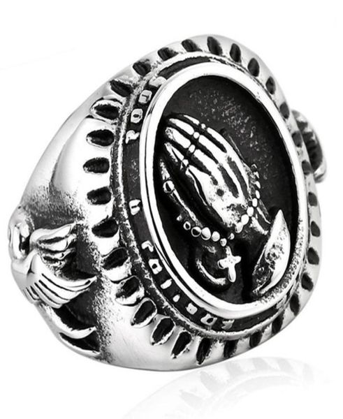 men fashion vintage 316l stainless steel blessed virgin mary pray hand religious ring lucky power the praying hands rings silver 3379057
men fashion vintage 316l stainless steel blessed virgin mary pray hand religious ring lucky power the praying hands rings silver 3379057