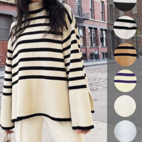 women's sweaters winter women's sweater women's knitted sweater women's striped sweater high collar loose fit women', White;black
women's sweaters winter women's sweater women's knitted sweater women's striped sweater high collar loose fit women', White;black