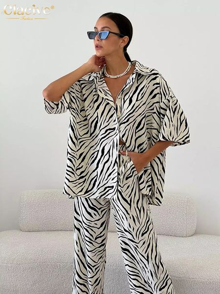 women's two piece pants clacive summer loose zebra print 2-piece women's set elegant short sleeve shirt matching high waist pants, White
women's two piece pants clacive summer loose zebra print 2-piece women's set elegant short sleeve shirt matching high waist pants, White
