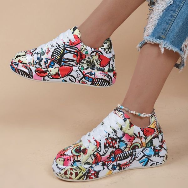 dress shoes women's casual sneakers fashion painted graffiti lace up sports shoes for women flat pu leather ladies running shoes 230710, Black
dress shoes women's casual sneakers fashion painted graffiti lace up sports shoes for women flat pu leather ladies running shoes 230710, Black