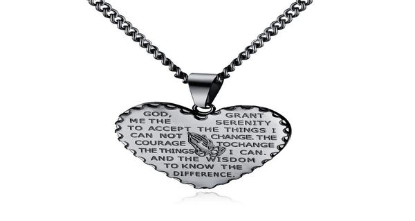 fashion men charm heart pendant necklace prayer hand scripture punk hip hop jewelry stainless steel chain gold silver black neckla1035361
fashion men charm heart pendant necklace prayer hand scripture punk hip hop jewelry stainless steel chain gold silver black neckla1035361