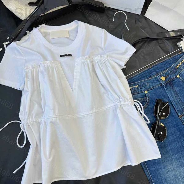 women's t-shirt designer 23ss womens womens designer clothing tee round neck pure cotton spliced drawstring waist short sleeve t-shirt, White
women's t-shirt designer 23ss womens womens designer clothing tee round neck pure cotton spliced drawstring waist short sleeve t-shirt, White