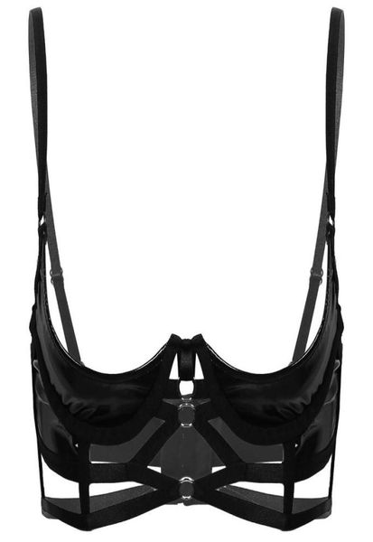 bras womens wet look patent leather open breasted lingerie spaghetti shoulder straps quarter cup strappy underwired bra 1665992, Red;black
bras womens wet look patent leather open breasted lingerie spaghetti shoulder straps quarter cup strappy underwired bra 1665992, Red;black