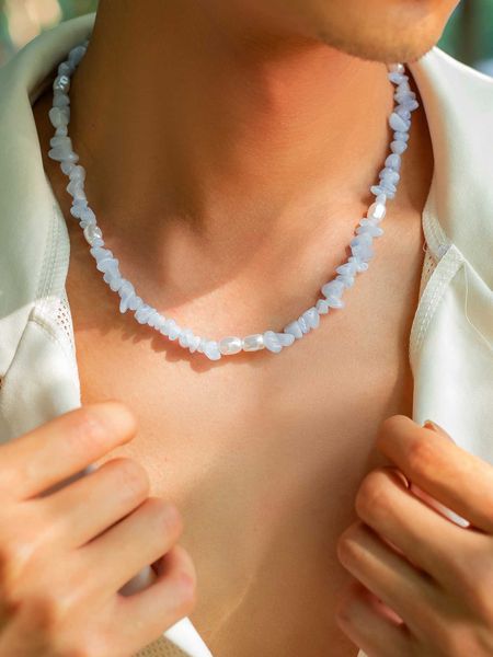1pc handsome stylish irregular artificial pearl crystal beaded necklace for men for a stylish look gift for party, Silver
1pc handsome stylish irregular artificial pearl crystal beaded necklace for men for a stylish look gift for party, Silver